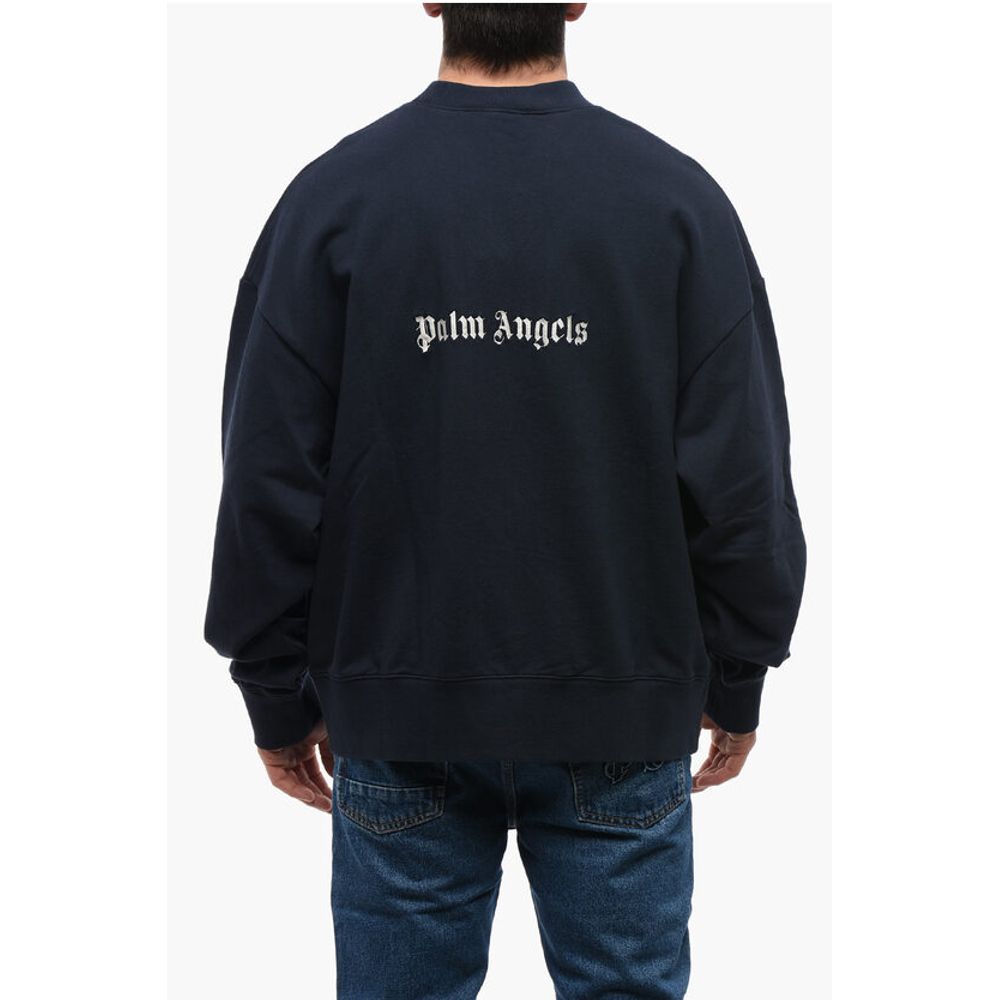 Palm Angels Crew Neck Brushed Cotton Sweatshirt with Embroidered Logo