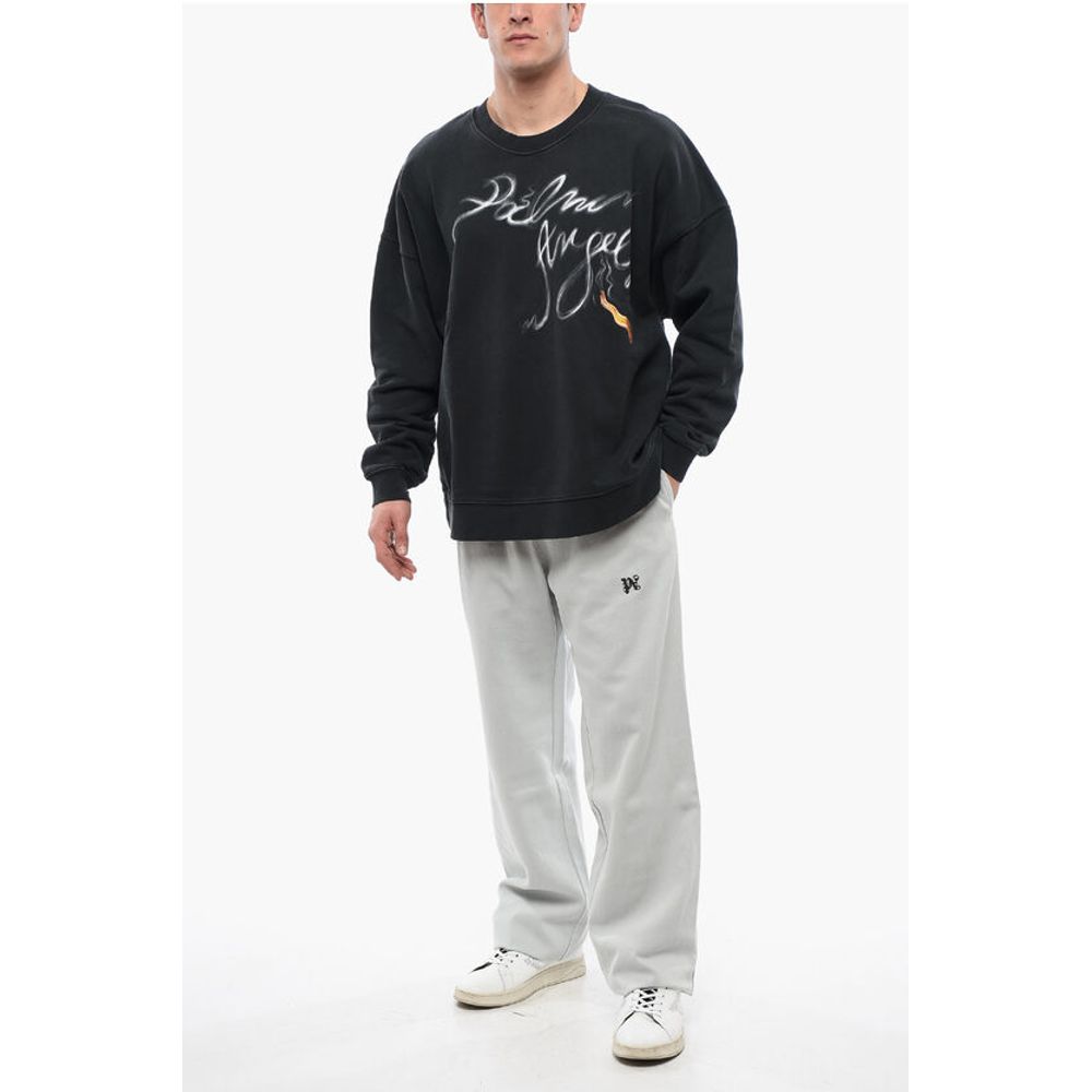 Palm Angels Crew Neck FOGGY Brushed Cotton Sweatshirt