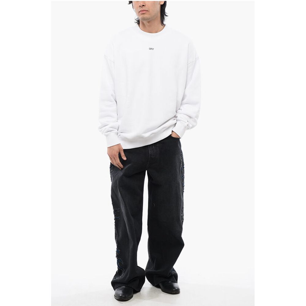 Off-White Brushed Cotton STAMP Crewneck Sweatshirt