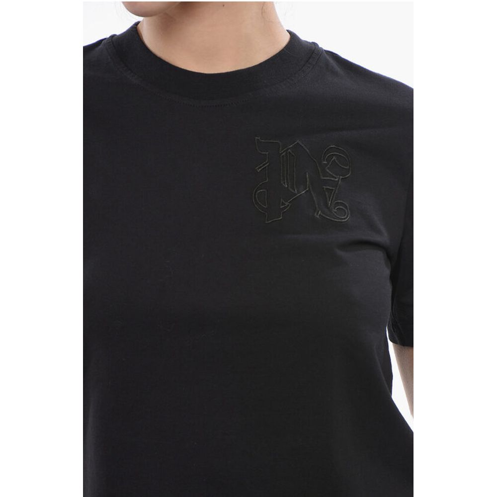 Palm Angels Cropped T-shirt With Embroidered Logo