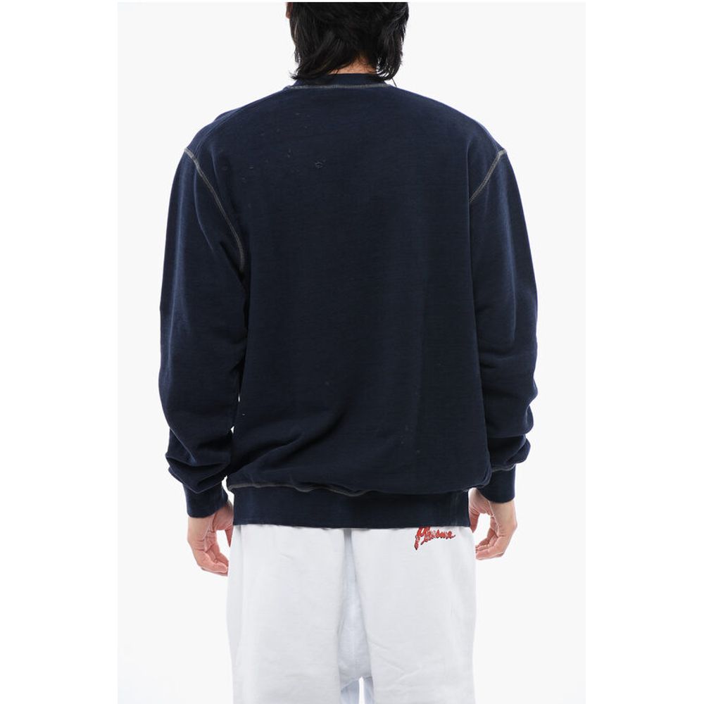 Dsquared² Distressed Effect Cool Fit Brushed Cotton Crewneck Sweater