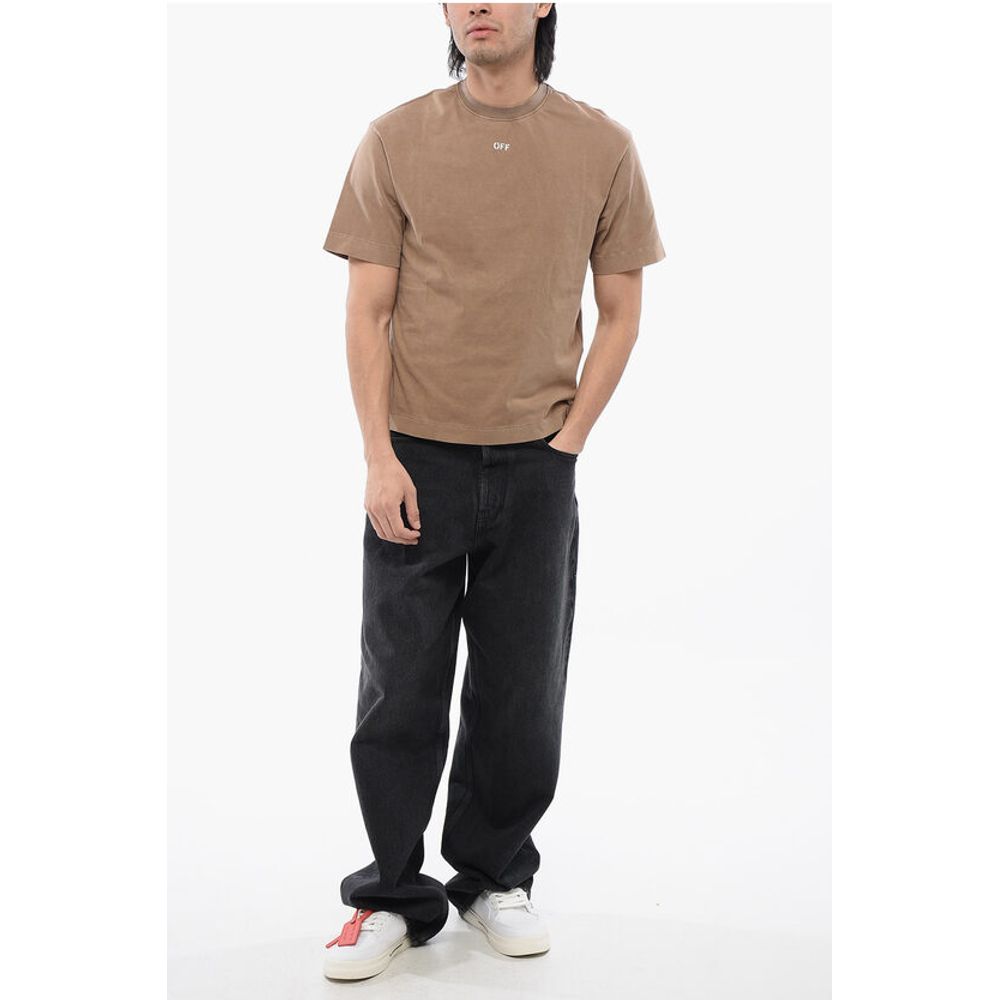Off-White Solid Color Cotton S.MATTHEW Crew-neck T-shirt