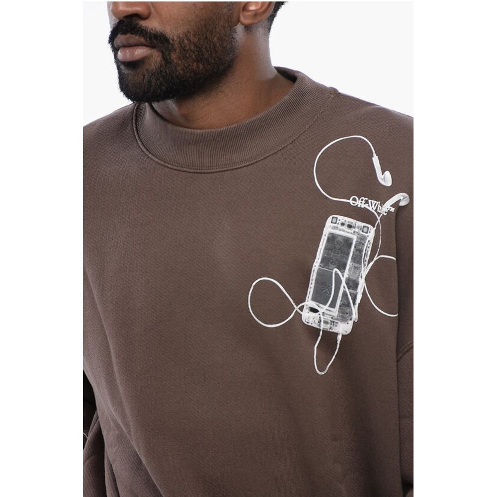 Off-White Oversized Crew-neck Sweatshirt with Print on the Back