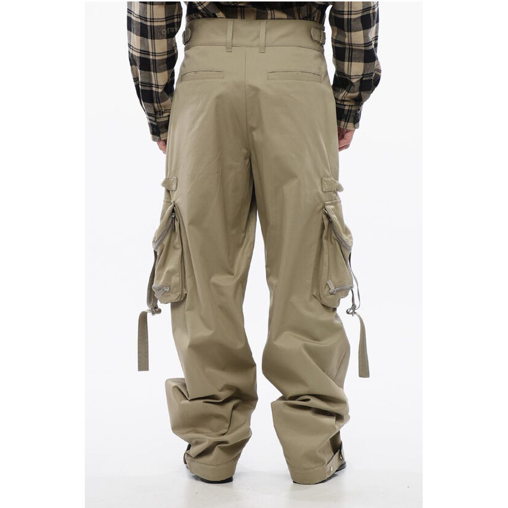 Off-White High Waisted Cargo Pants With Zipped Pockets