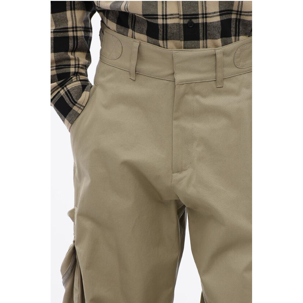Off-White High Waisted Cargo Pants With Zipped Pockets