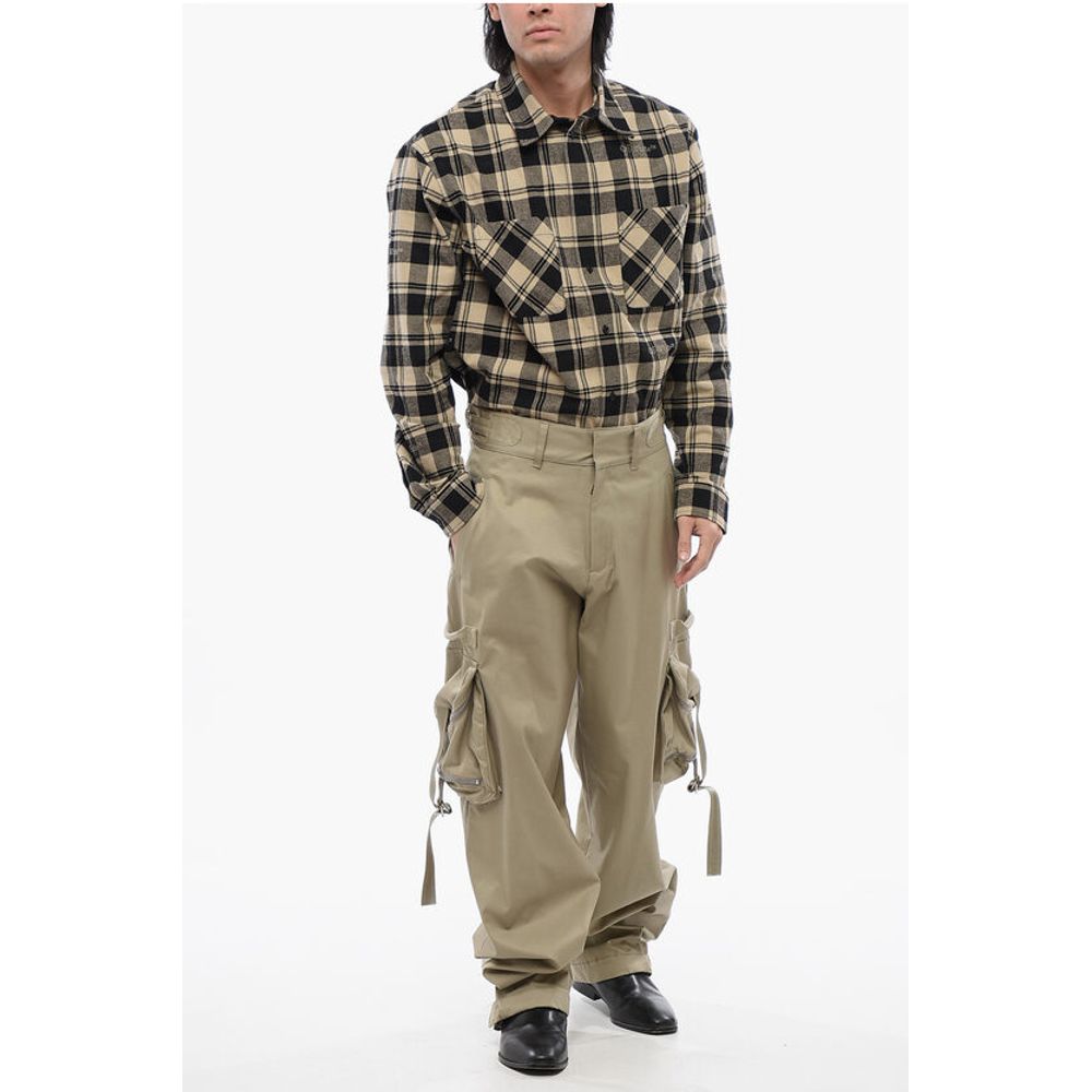 Off-White High Waisted Cargo Pants With Zipped Pockets