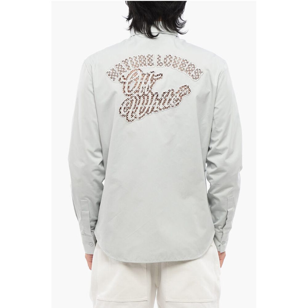Off-White Cotton NATLOVER Shirt with Openwork Embroidery