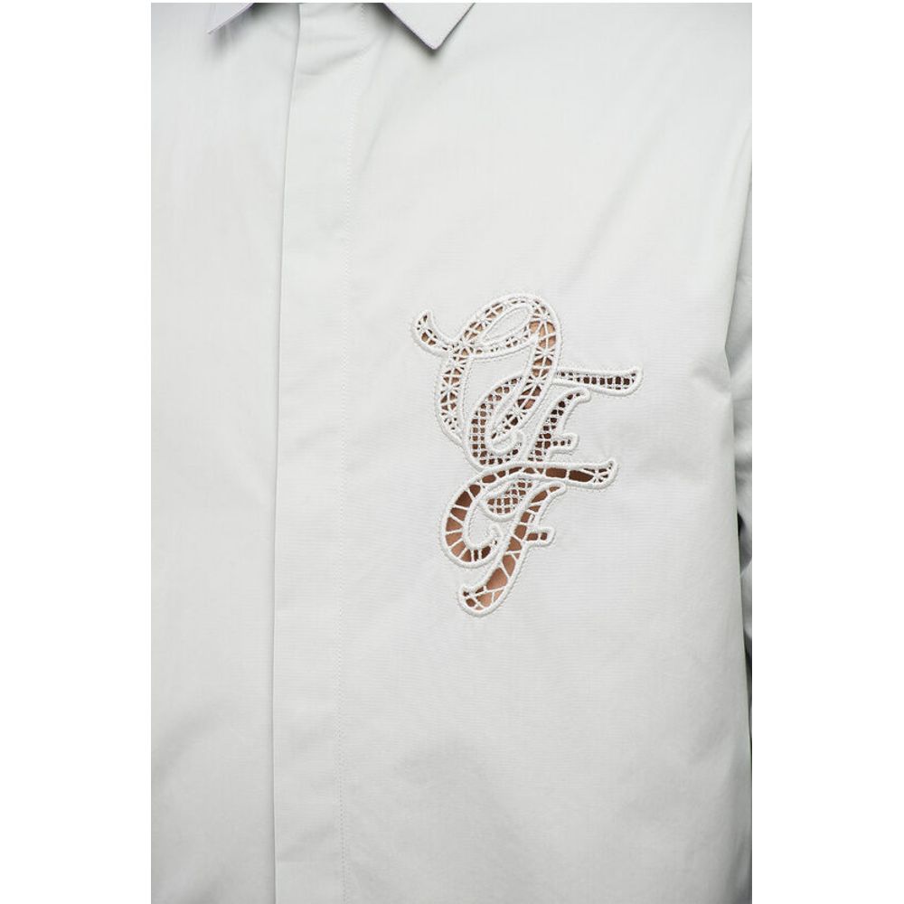 Off-White Cotton NATLOVER Shirt with Openwork Embroidery