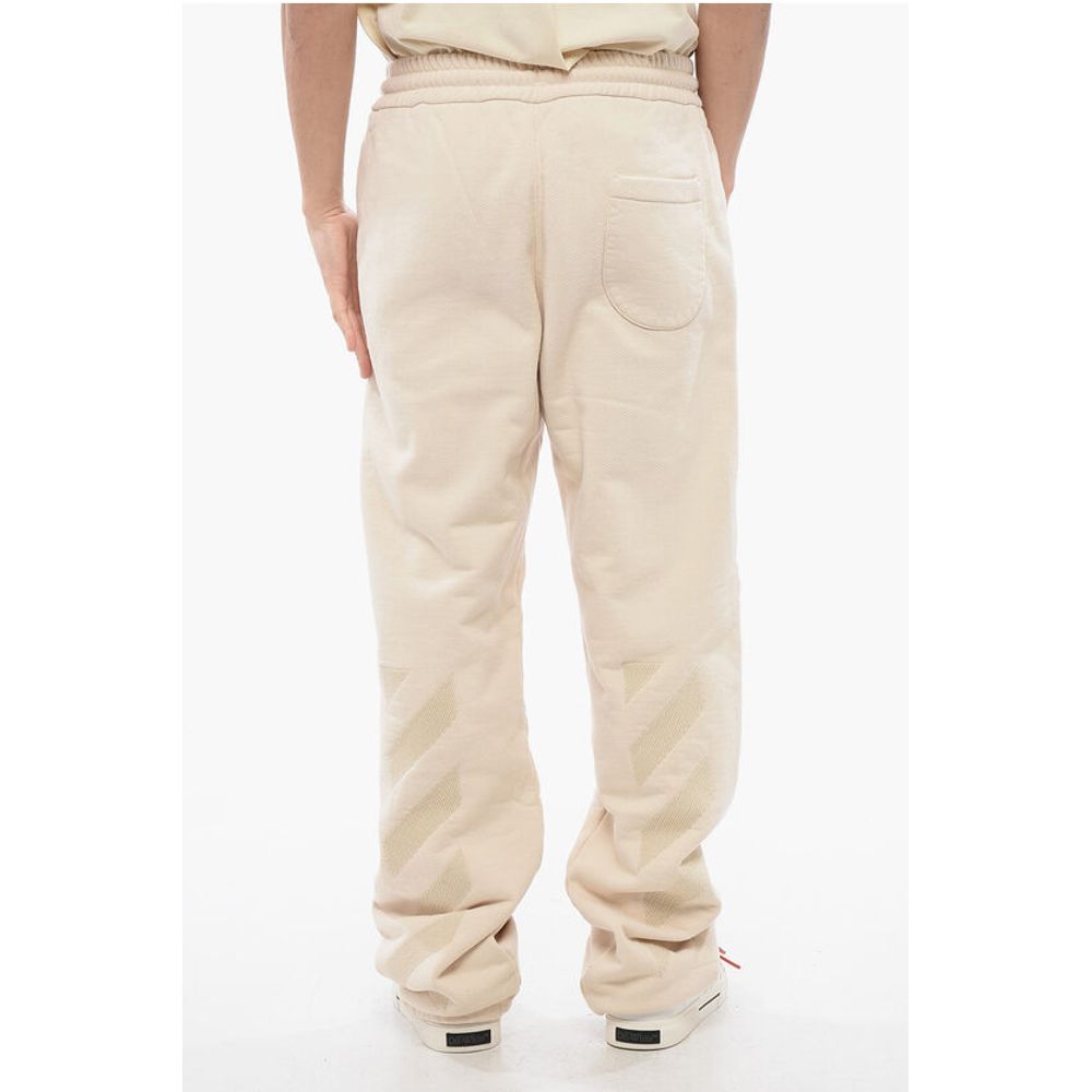 Off-White Embroidered Brushed Cotton Joggers