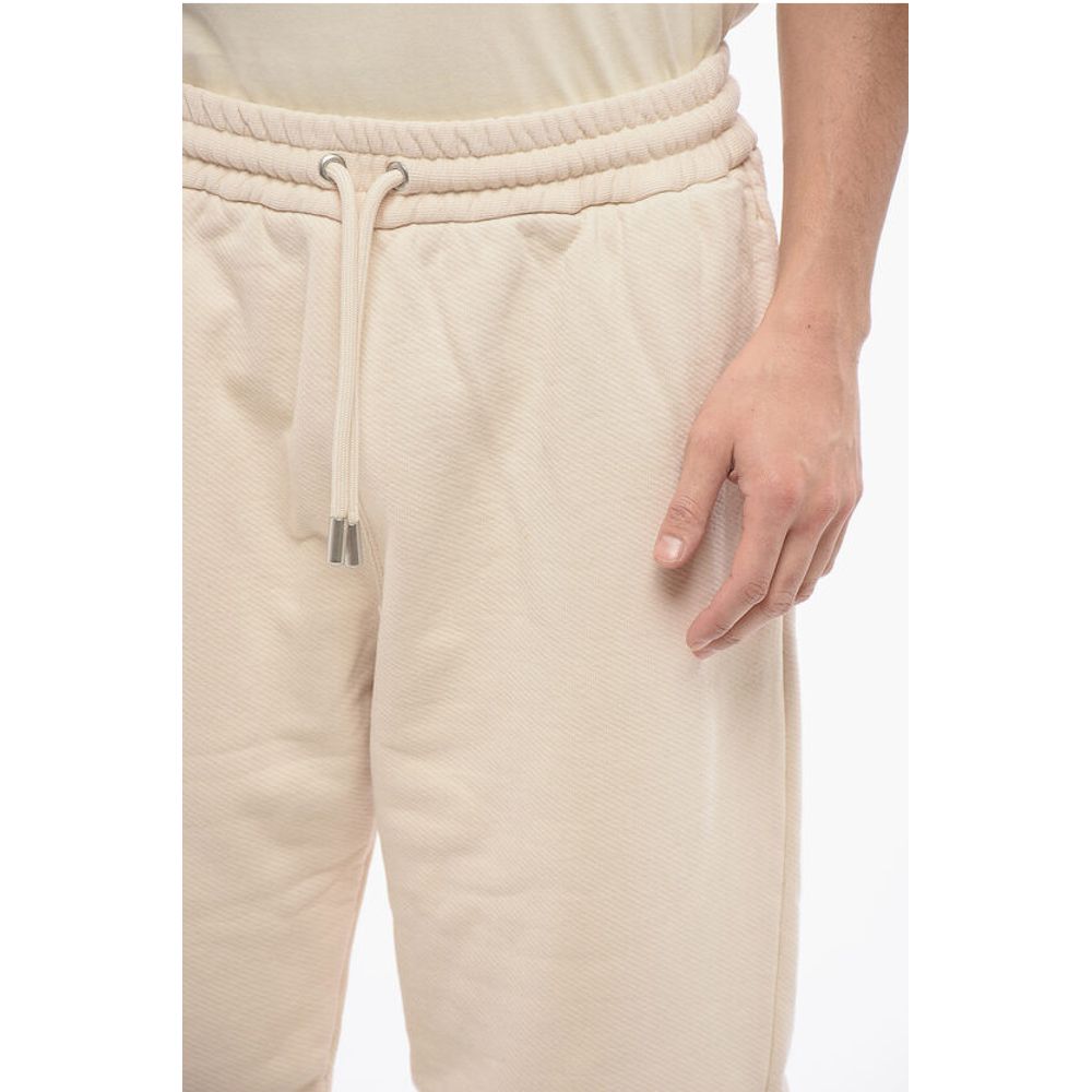 Off-White Embroidered Brushed Cotton Joggers