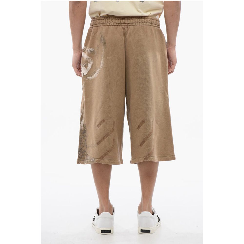 Off-White Brushed Cotton S.MATHHERW Printed Jogger Shorts