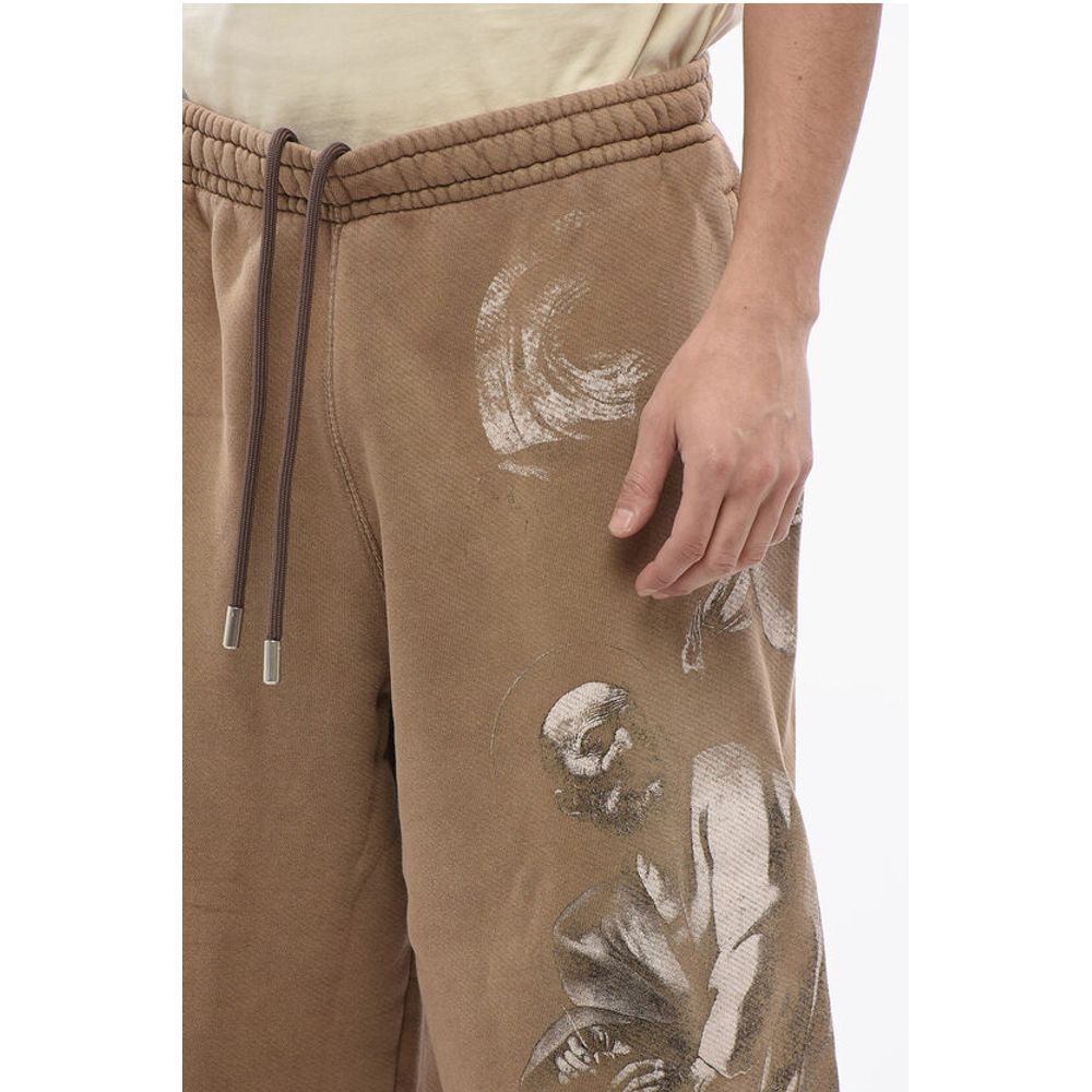 Off-White Brushed Cotton S.MATHHERW Printed Jogger Shorts