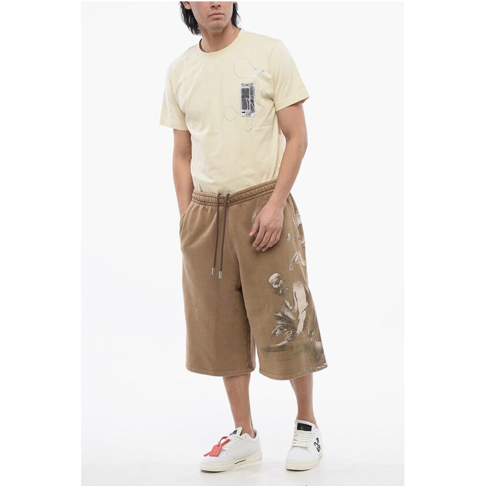 Off-White Brushed Cotton S.MATHHERW Printed Jogger Shorts