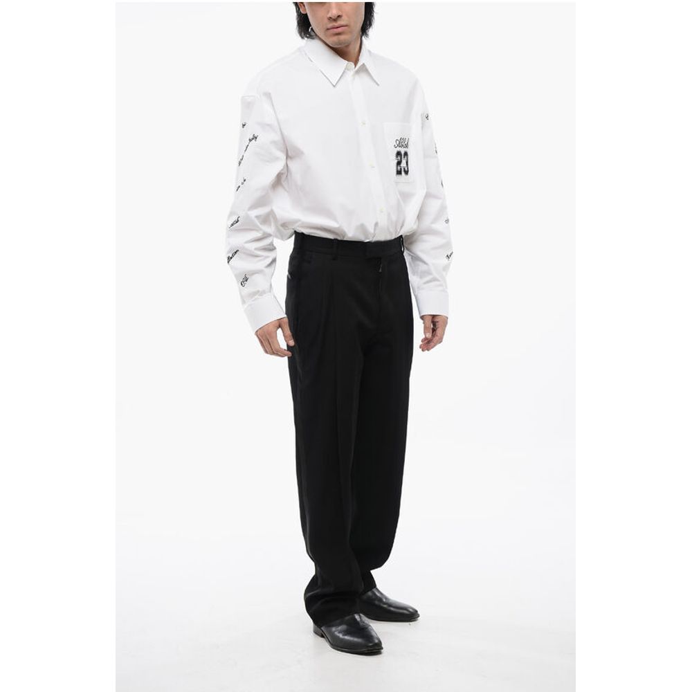 Off-White Double Pleated High Waisted Wool Pants