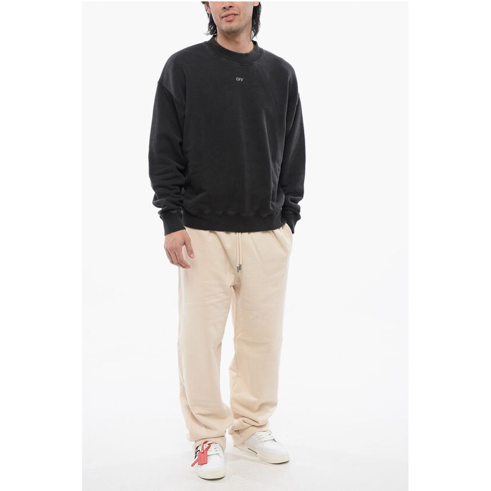 Off-White Brushed Cotton Printed MARY Crewneck Sweatshirt