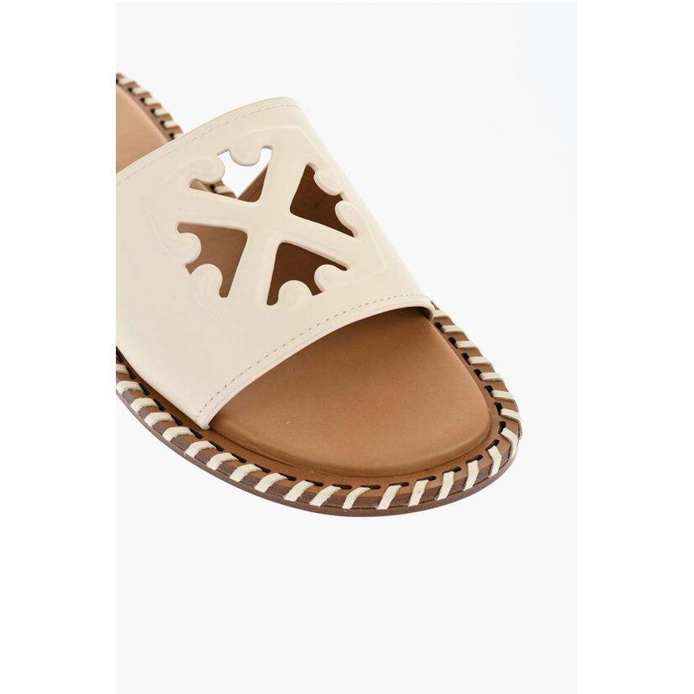 Off-White Leather TWIST Slides With Cut-Out Logo