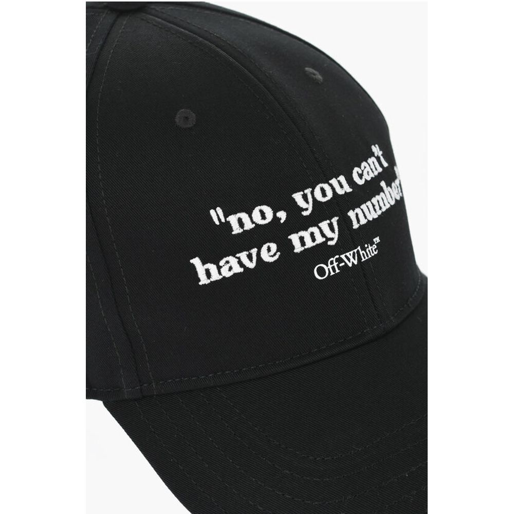 Off-White Cotton QUOTES Cap with Embroidery