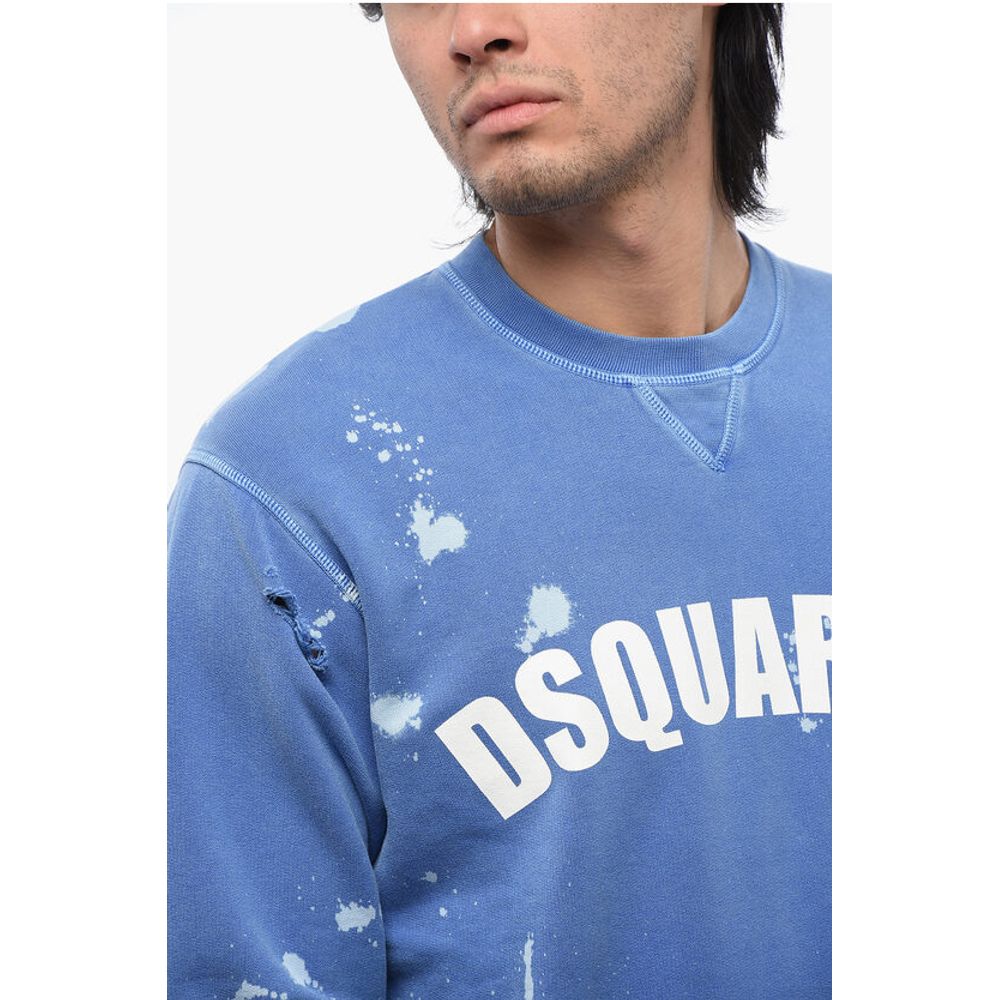 Dsquared² Logo Print Distressed Effect Crewneck Sweatshirt