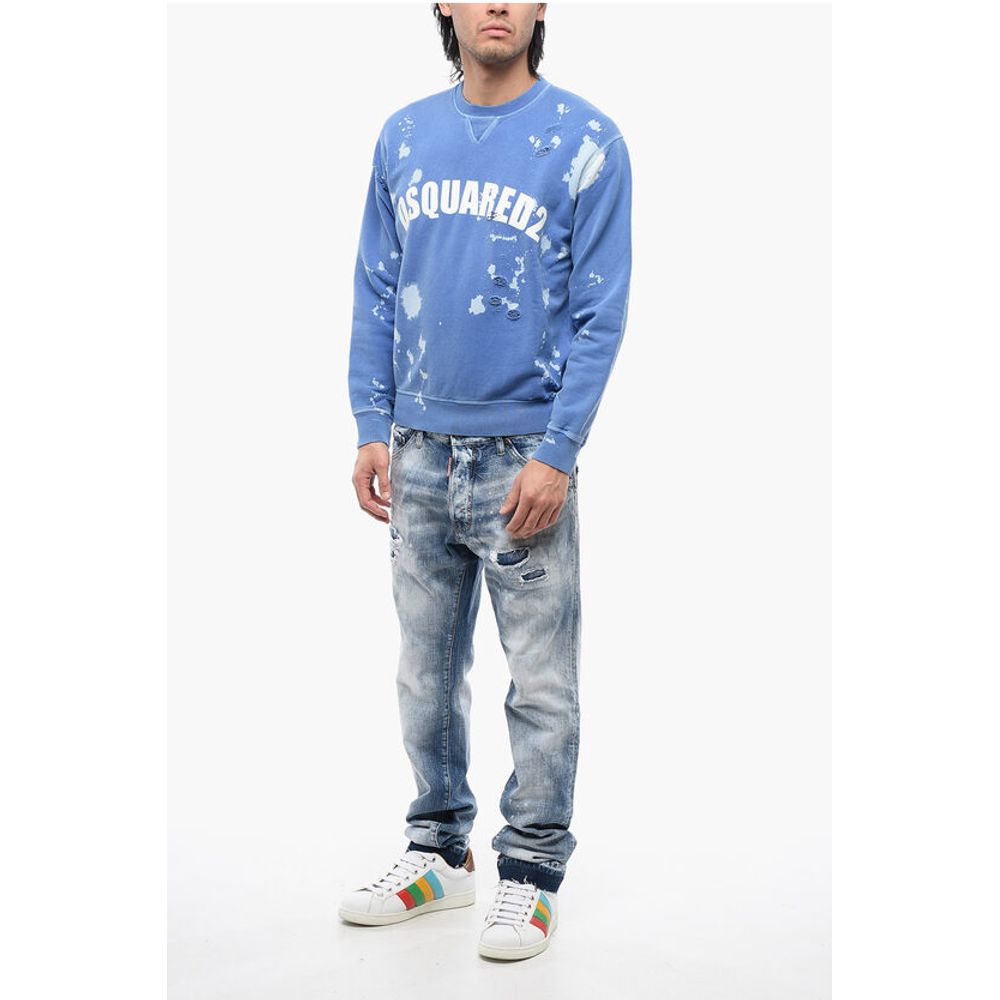 Dsquared² Logo Print Distressed Effect Crewneck Sweatshirt