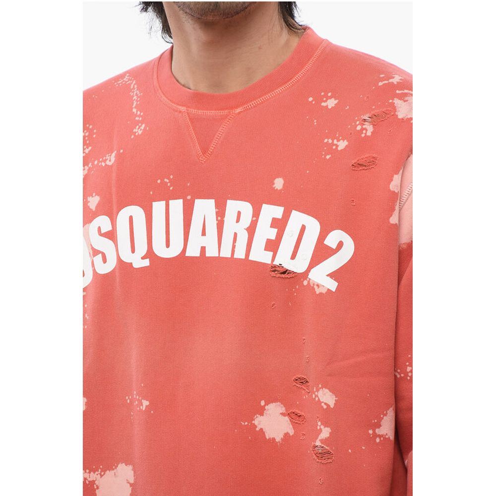 Dsquared² Logo Print Distressed Effect Crewneck Sweatshirt