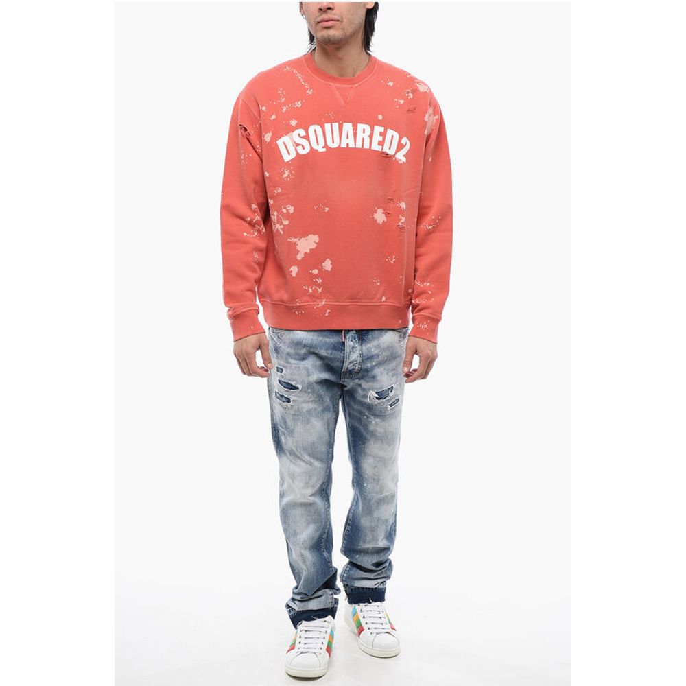 Dsquared² Logo Print Distressed Effect Crewneck Sweatshirt