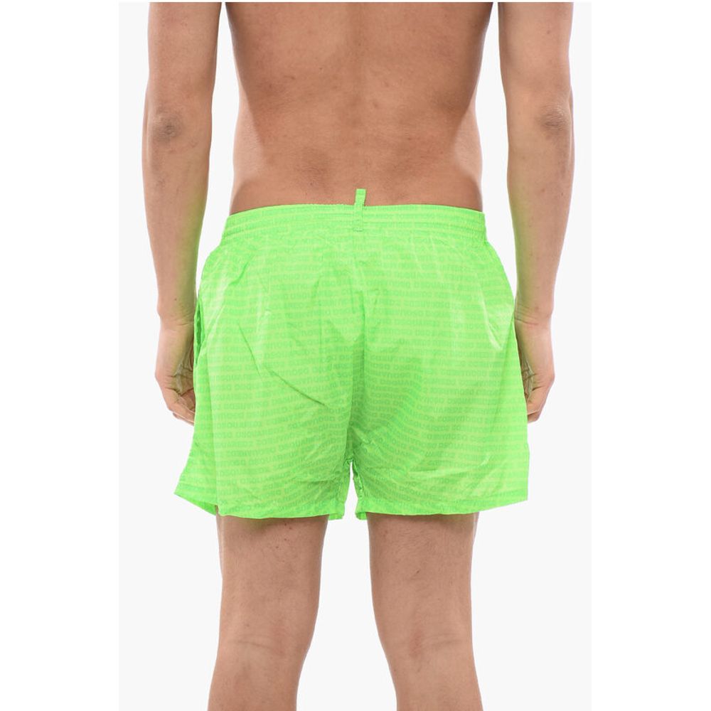 Dsquared² Solid Color Swim Shorts with All-Over Logo
