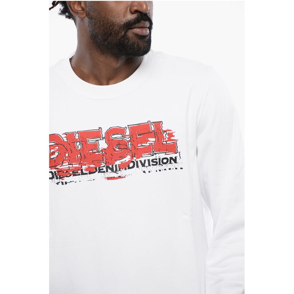 Diesel Solid Color S-GINN-K40 Crew-neck Sweatshirt with Printed Log
