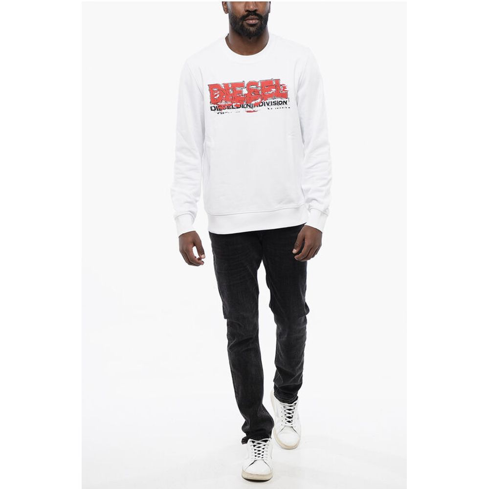 Diesel Solid Color S-GINN-K40 Crew-neck Sweatshirt with Printed Log
