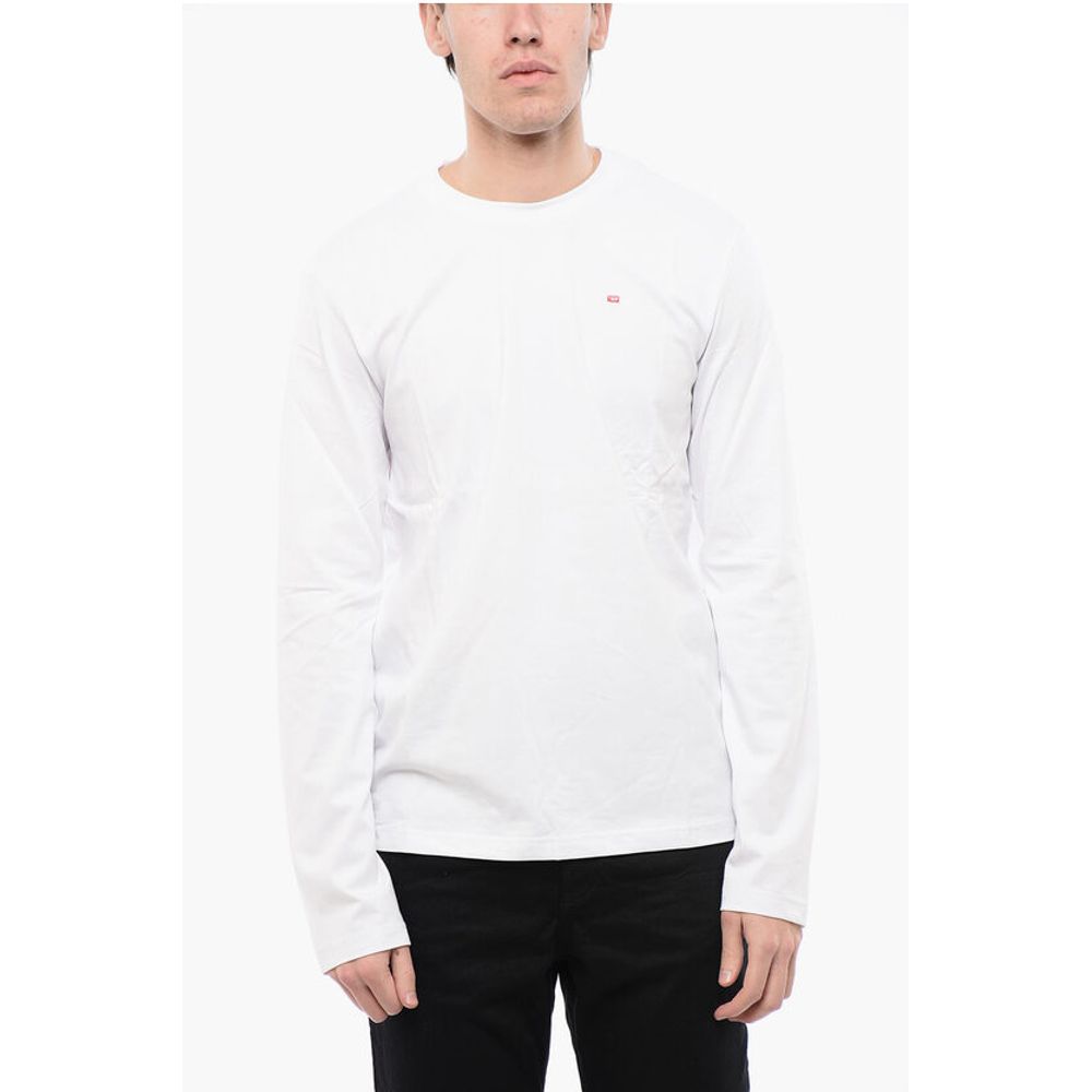 Diesel Long Sleeves Cotton T-DIEGOR-LS-MICRODIV Crew-neck T-shirt