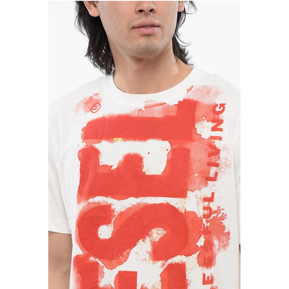 Diesel Lightweight Cotton T-JUST-E16 Crew-neck T-Shirt with Bleed-T