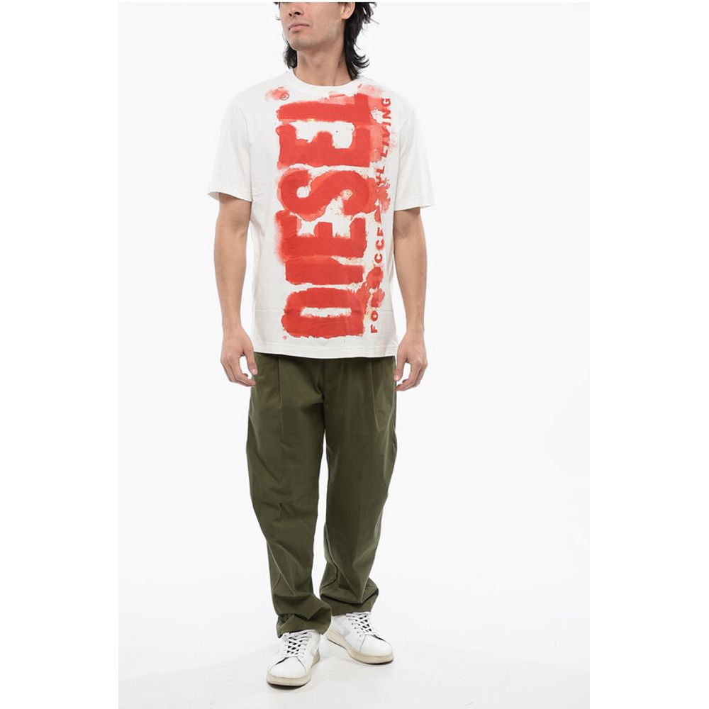 Diesel Lightweight Cotton T-JUST-E16 Crew-neck T-Shirt with Bleed-T