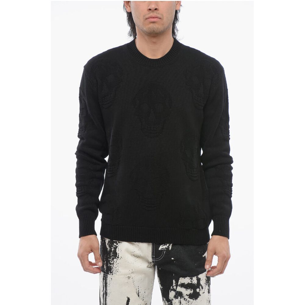 Alexander McQueen Crew Neck SKULL Jacquard Cotton Sweater