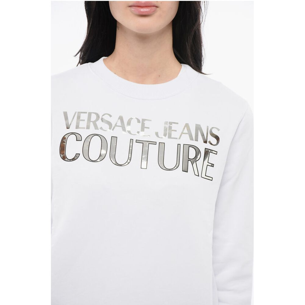 Versace JEANS COUTURE Crew Neck MIRROR Sweatshirt with Lamè Logo