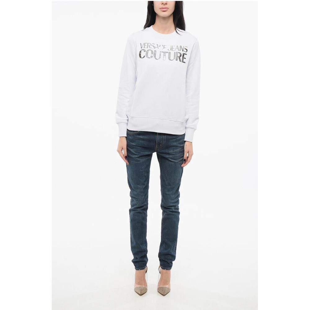 Versace JEANS COUTURE Crew Neck MIRROR Sweatshirt with Lamè Logo