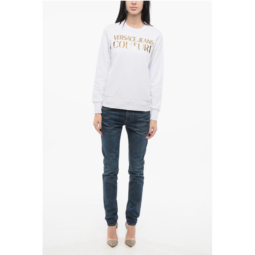 Versace JEANS COUTURE Crew Neck MIRROR Sweatshirt with Lamè Logo