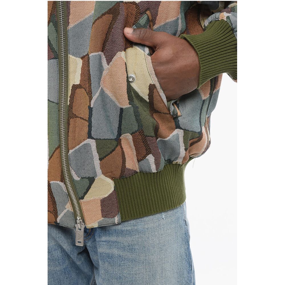 Armani EMPORIO Sustainable Cotton Blend Bomber Jacket with Geometri
