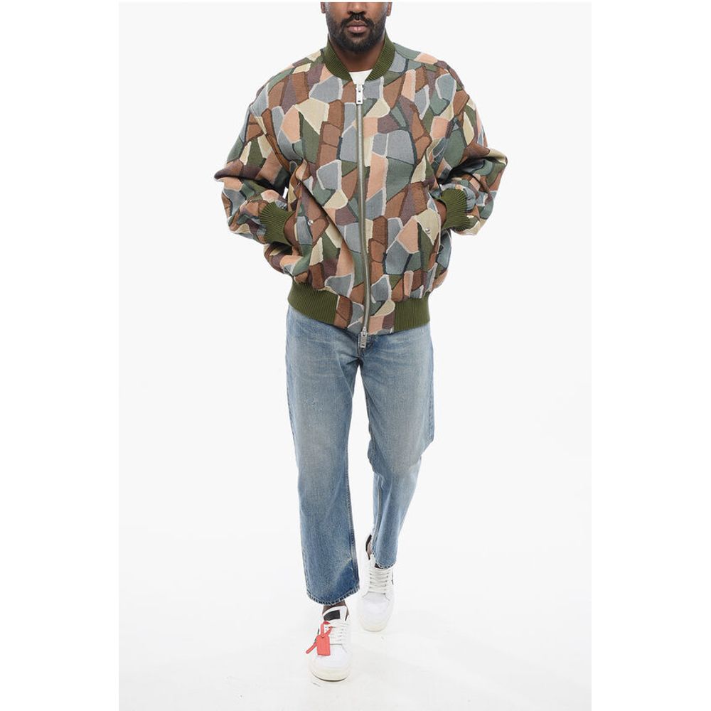 Armani EMPORIO Sustainable Cotton Blend Bomber Jacket with Geometri