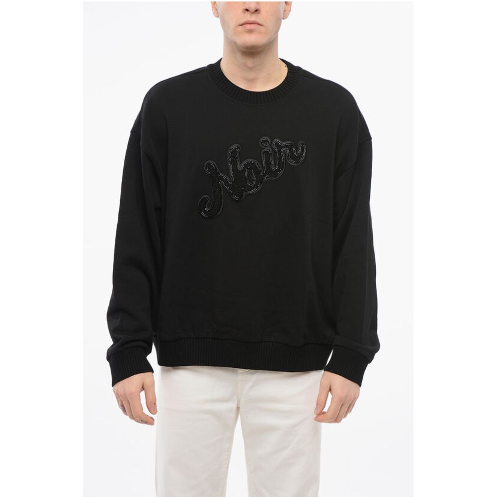 Armani EMPORIO Crew Neck NOIR Sweatshirt with Beaded Embroidery
