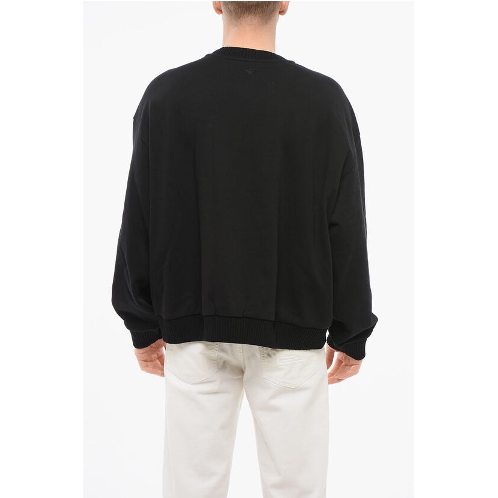 Armani EMPORIO Crew Neck NOIR Sweatshirt with Beaded Embroidery