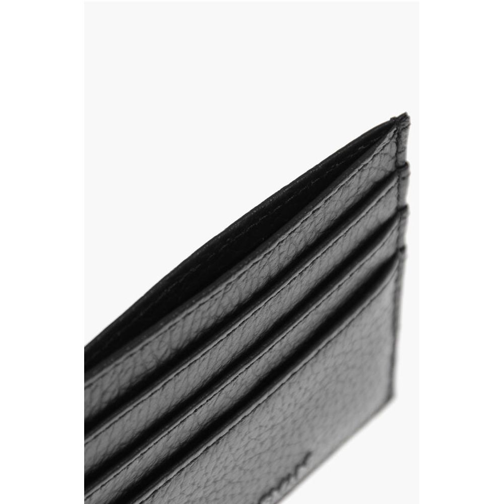 Armani EMPORIO Textured Leather Card Holder with Embossed Logo