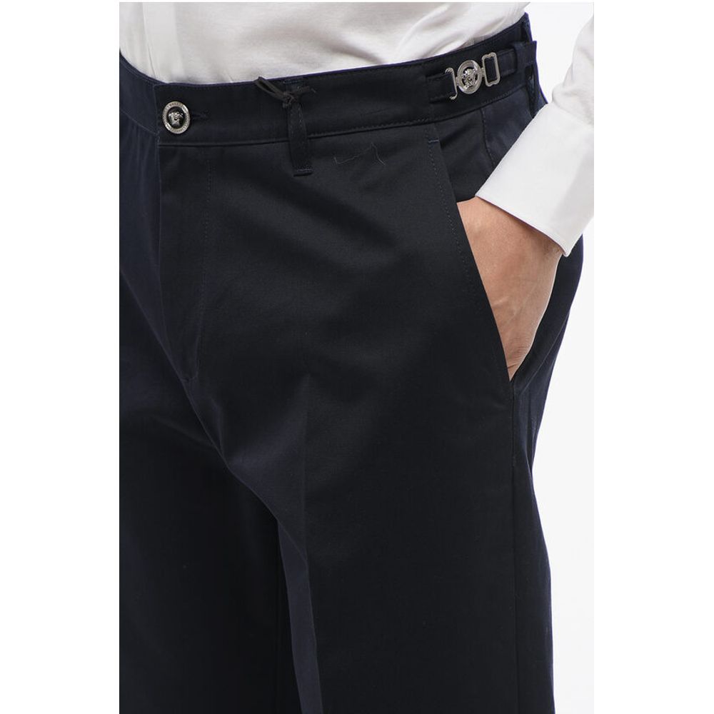 Versace Cotton Chinos Pants with Side Martingales