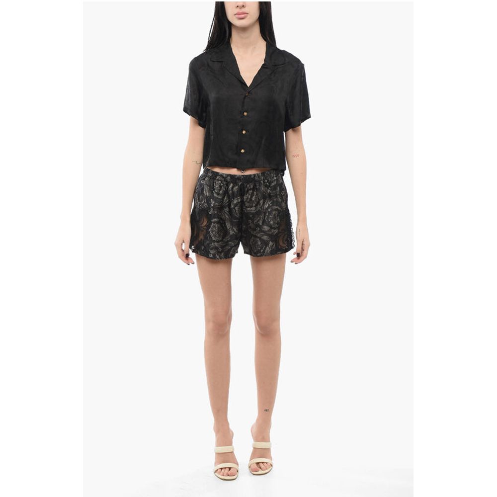 Versace Silk Barocco Shorts with Lace