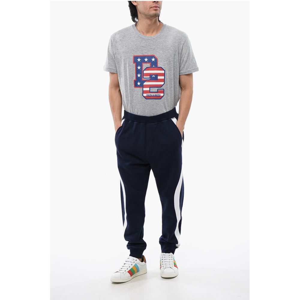 Dsquared² Contrasting Band Relax Fit Brushed Cotton Joggers