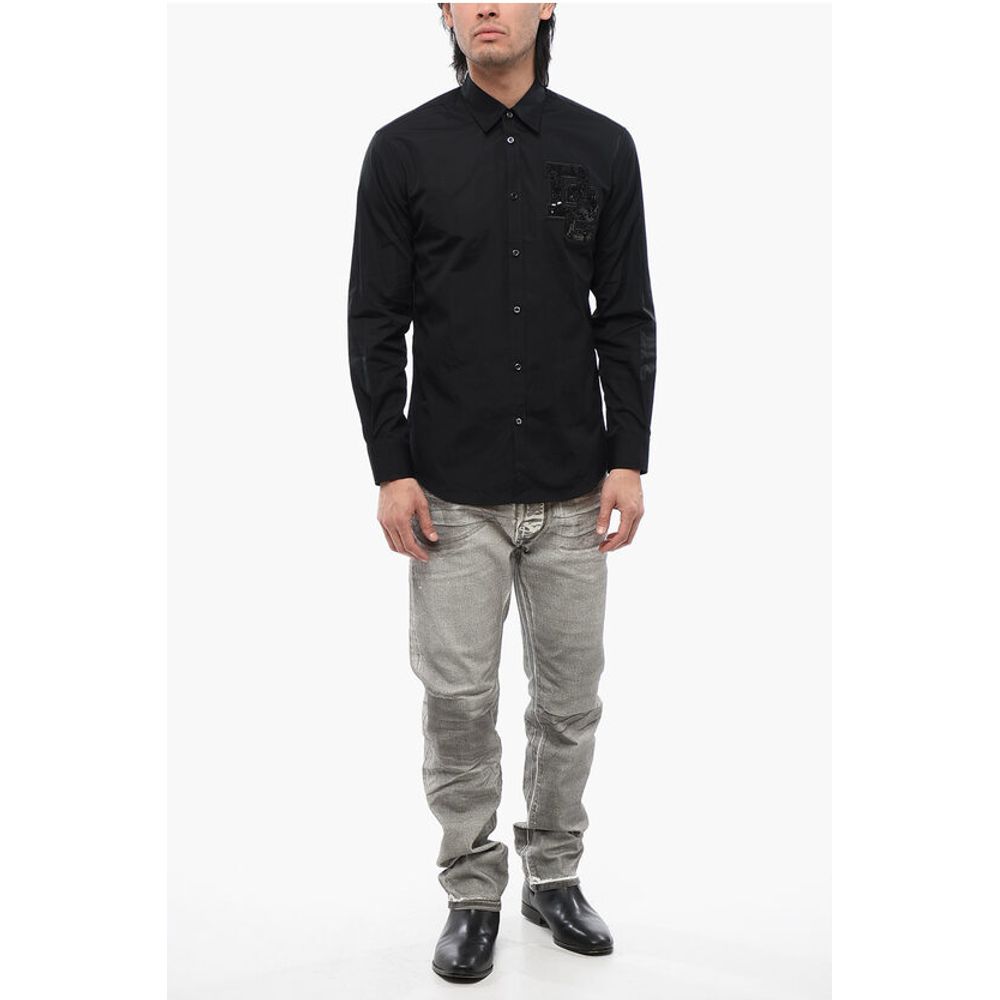 Dsquared² Long Sleeved NIGHT COLLEGE Shirt With Sequined Logo