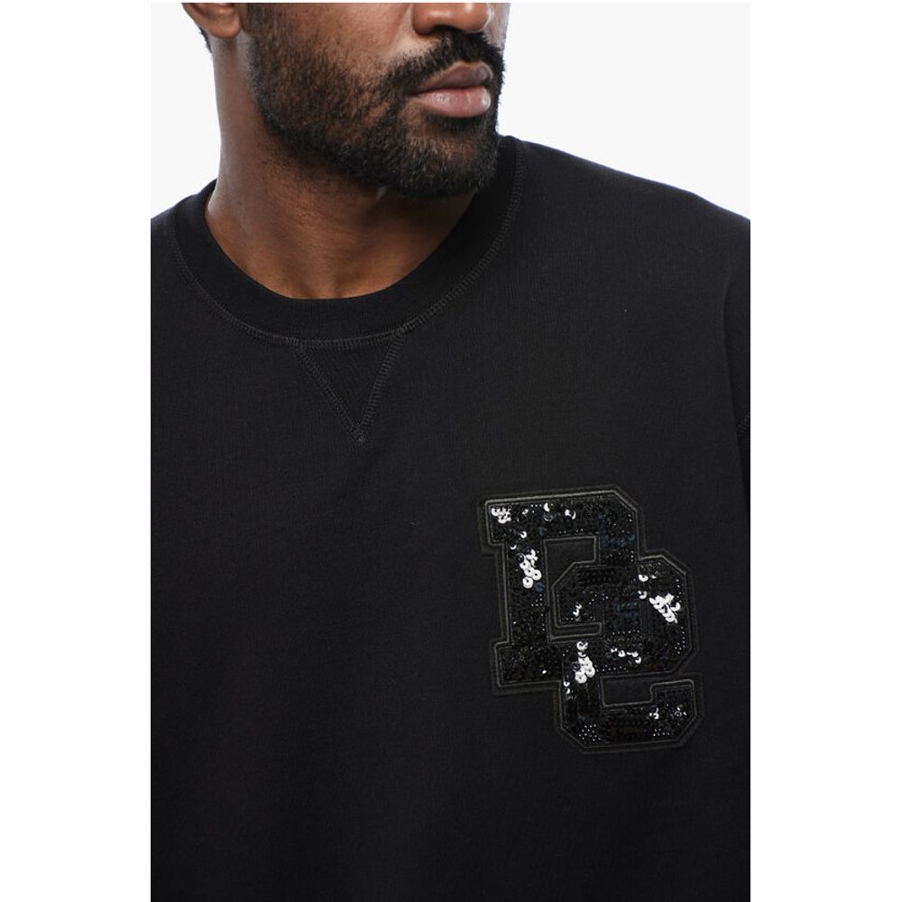 Dsquared² Brushed Cotton Crewneck Sweatshirt With Sequined Logo