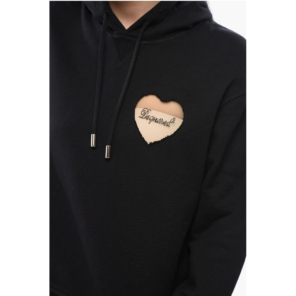 Dsquared² Brushed Cotton Hoodie with See Through Insert