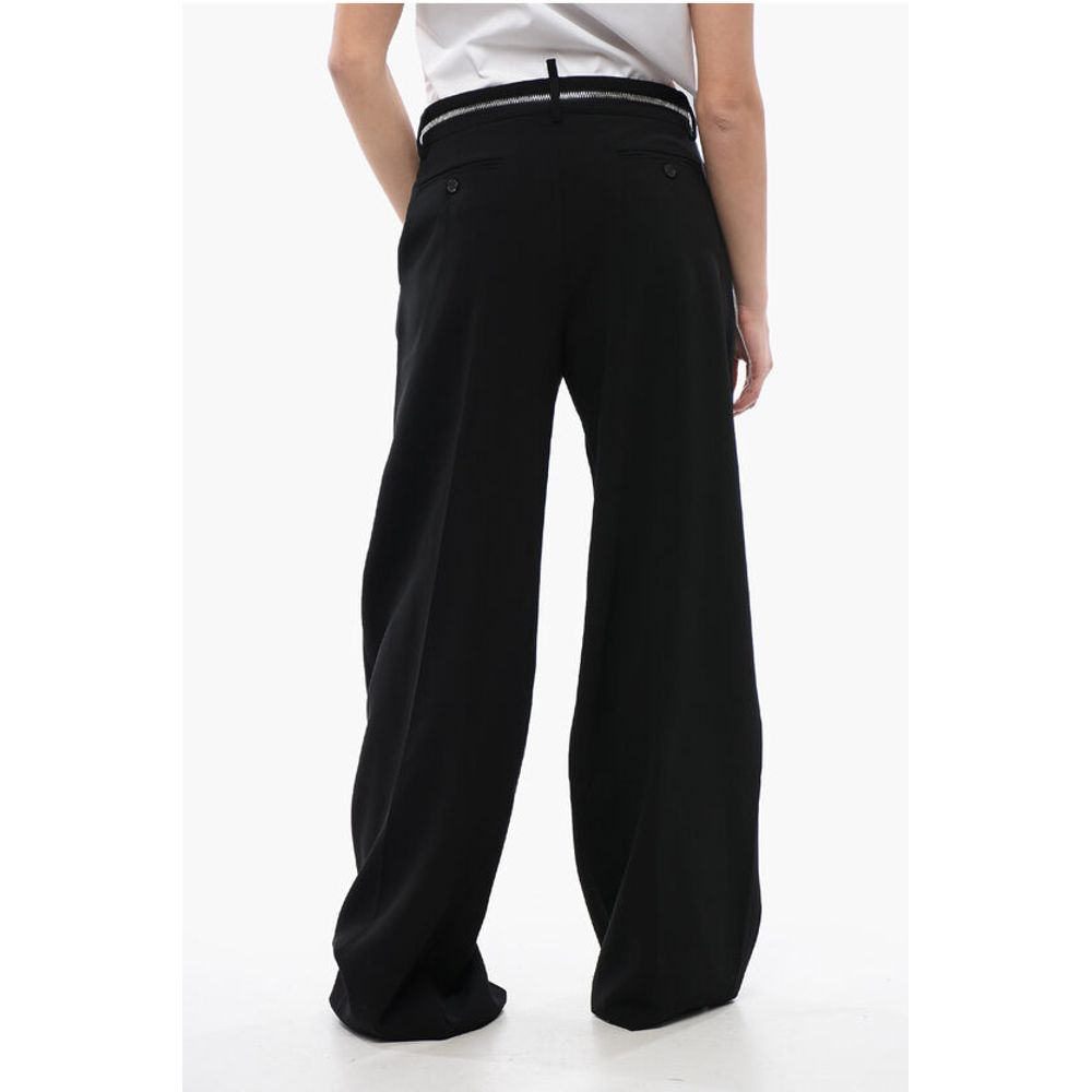 Dsquared² Double-pleated ICON Palazzo Pants with Zip Waist Detail