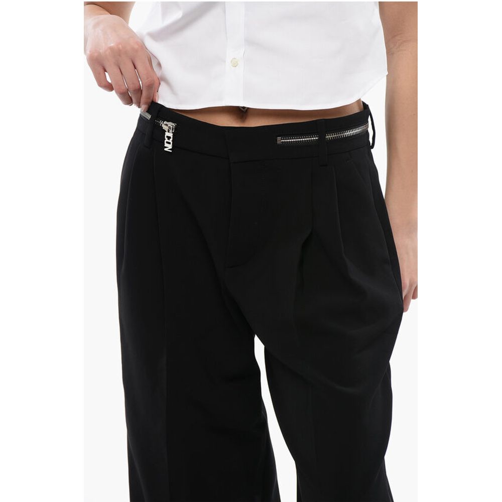Dsquared² Double-pleated ICON Palazzo Pants with Zip Waist Detail
