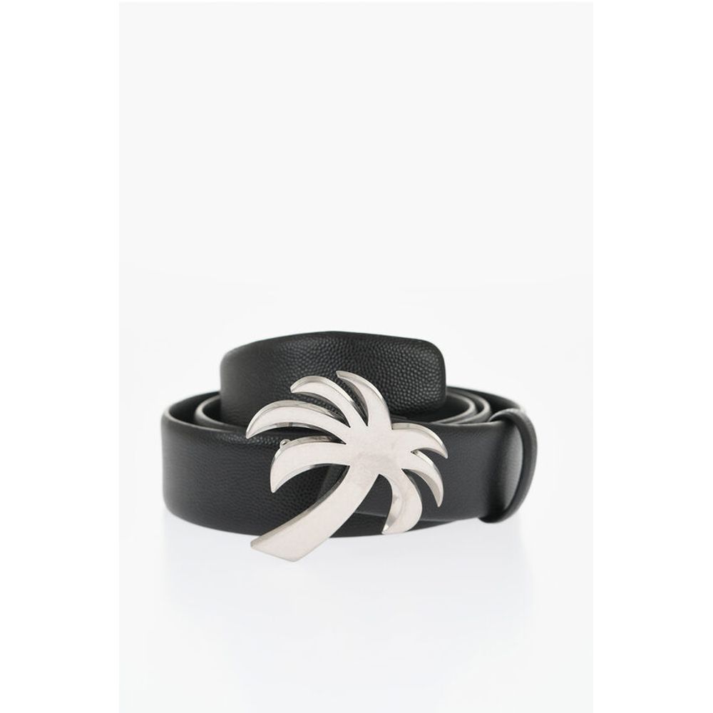 Palm Angels Leather Belt with Palm-Shaped Buckle 35mm