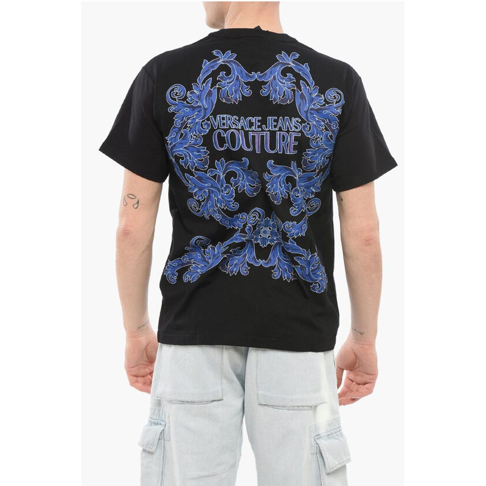 Versace JEANS COUTURE Crew Neck Cotton T-Shirt with Printed Breast-p